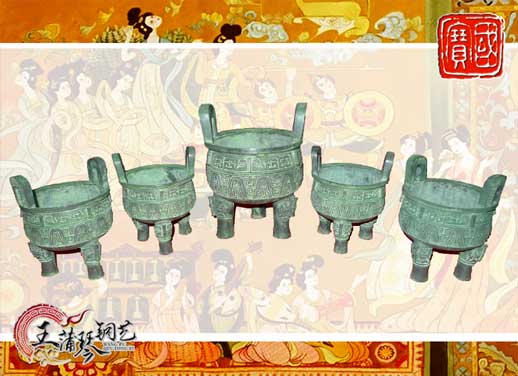 銅鼎，銅五鼎，中國(guó)鼎，佛像用鼎